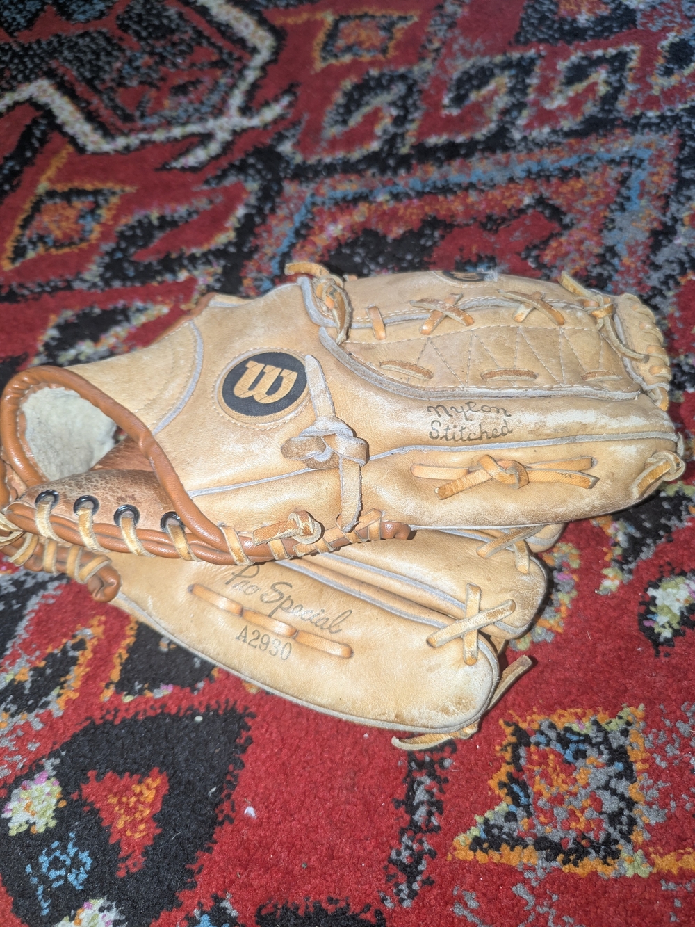 Wilson Tan Leather Baseball Glove with Lace Detailing
